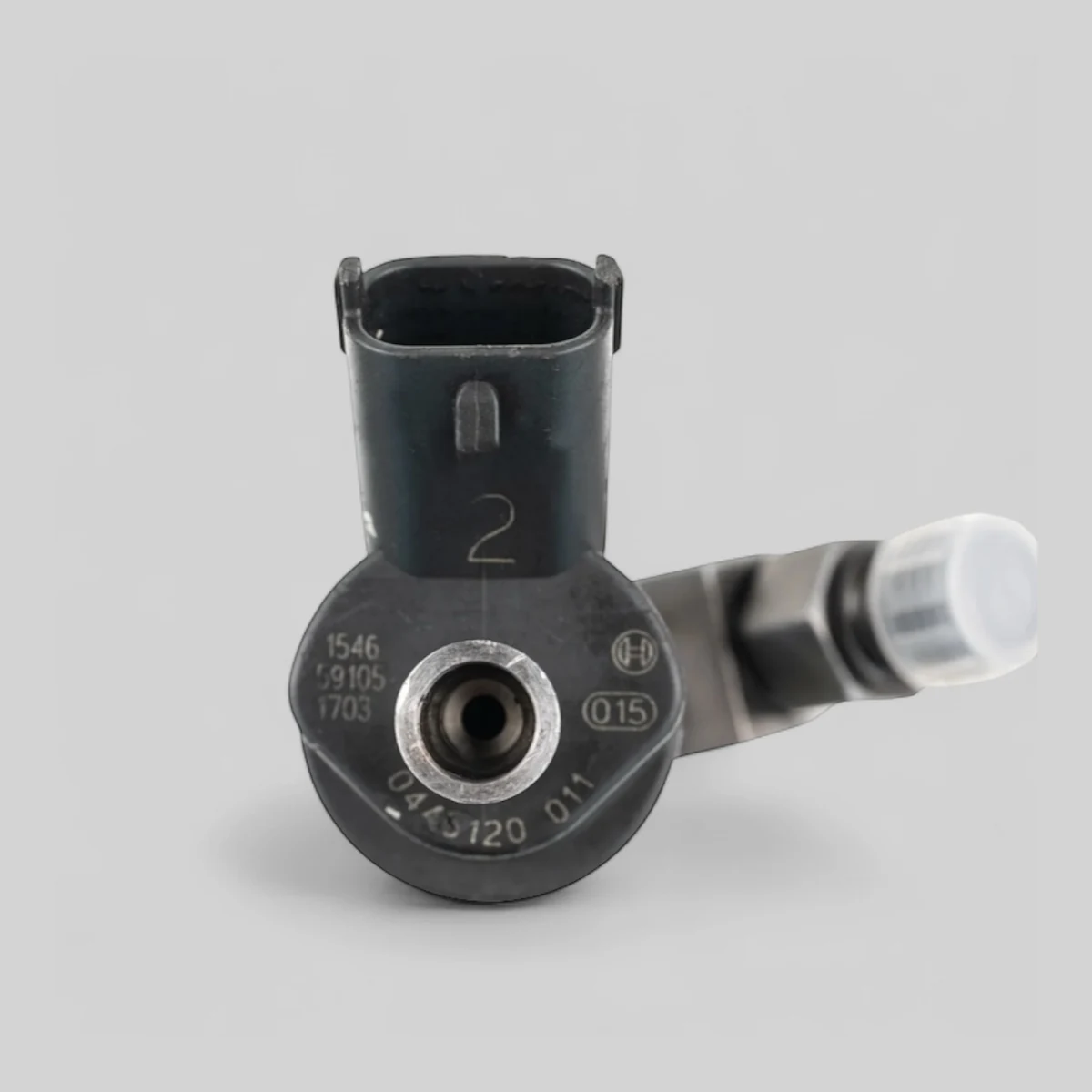 Bosch 0445120011 diesel injector solenoid-head part-number close-up (0445120011)