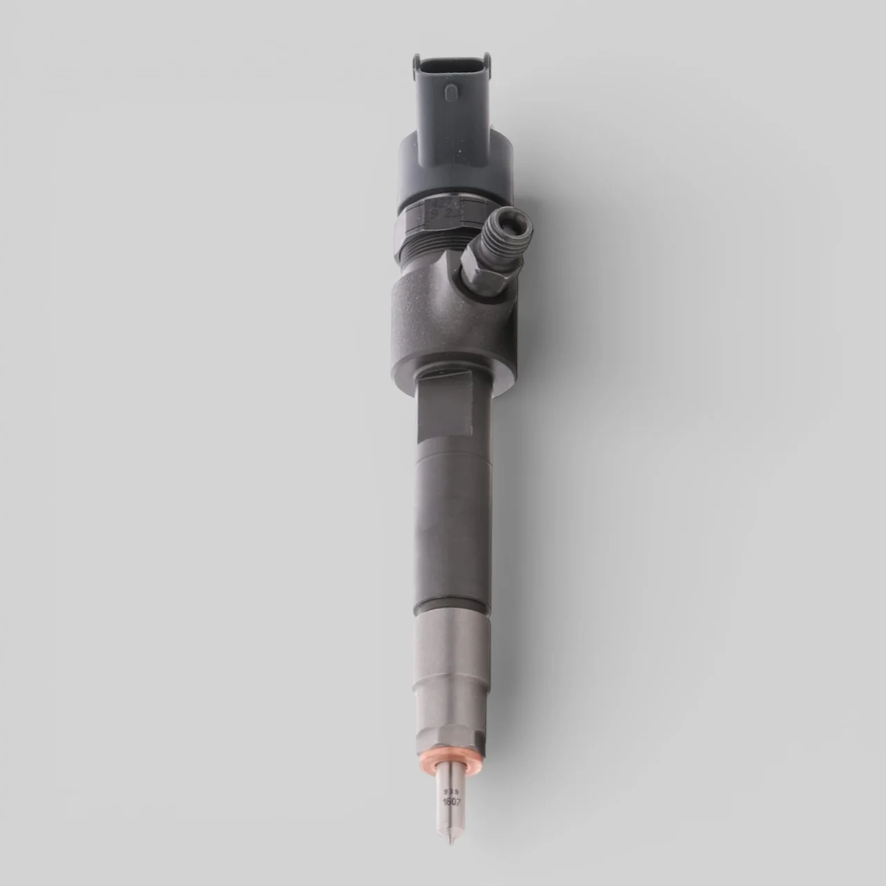 Remanufactured Bosch 0445110276 diesel injector — standing side view
