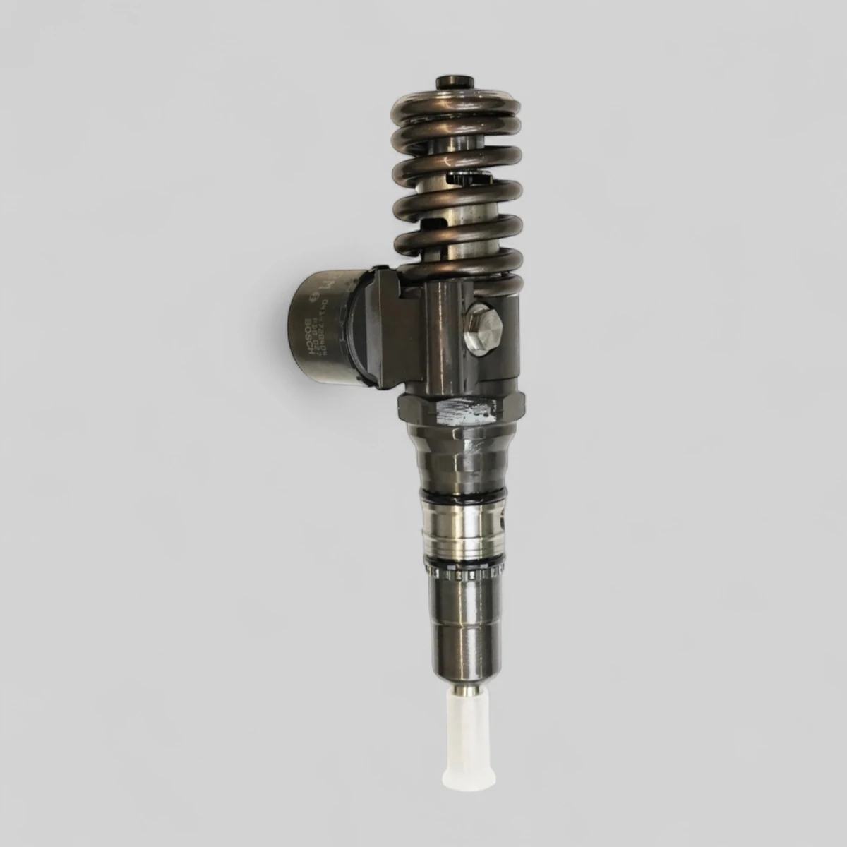 Remanufactured Bosch 03G130073G diesel injector — standing side view