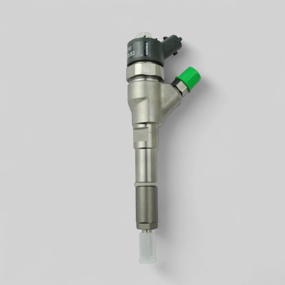 Remanufactured Bosch 0445110044 diesel injector — standing side view