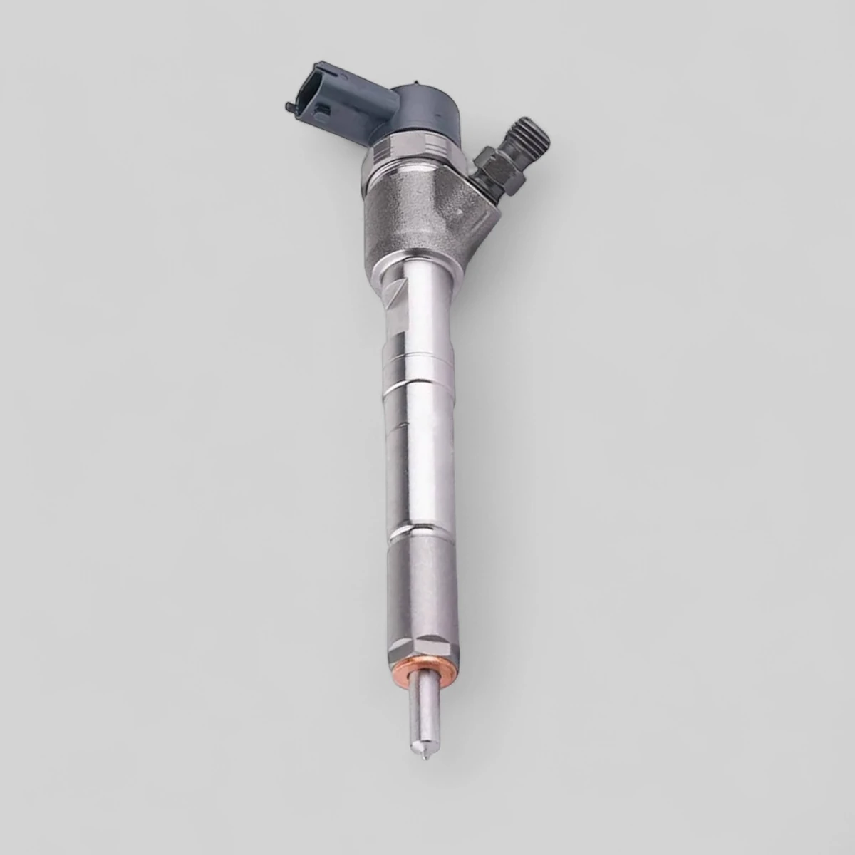 Remanufactured Bosch 0445110326 diesel injector — standing side view