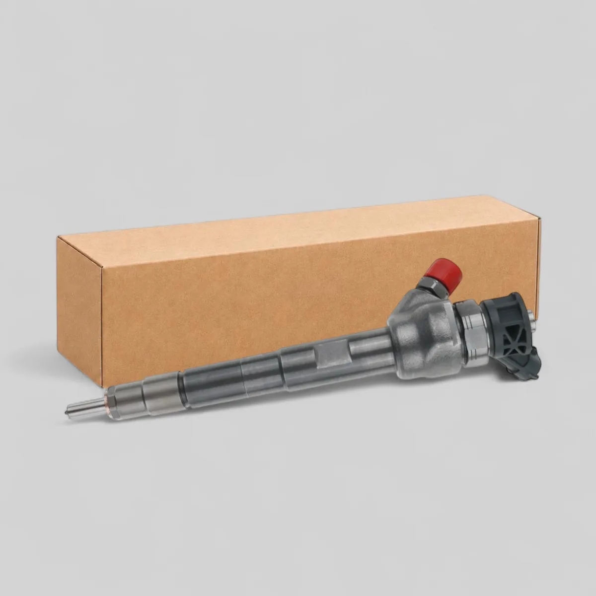 Bosch 0445110654 JLR 2.0 Ingenium 204DTD diesel injector standing with packaging box