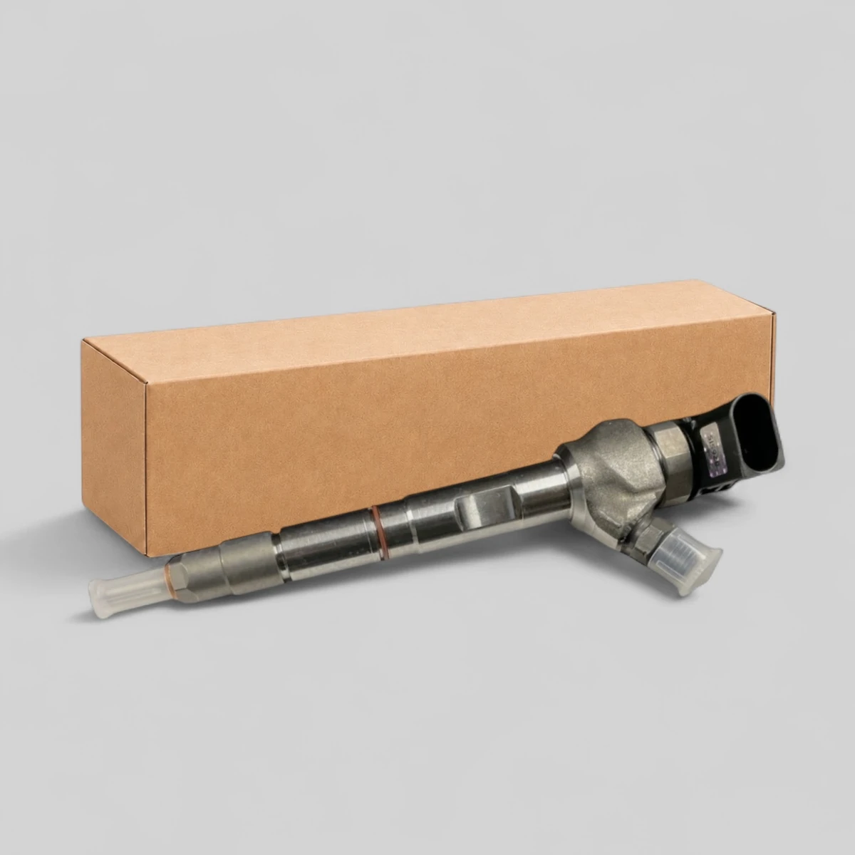 Remanufactured Bosch 0445110834 diesel injector — main view with RemanufacturedInjector packaging