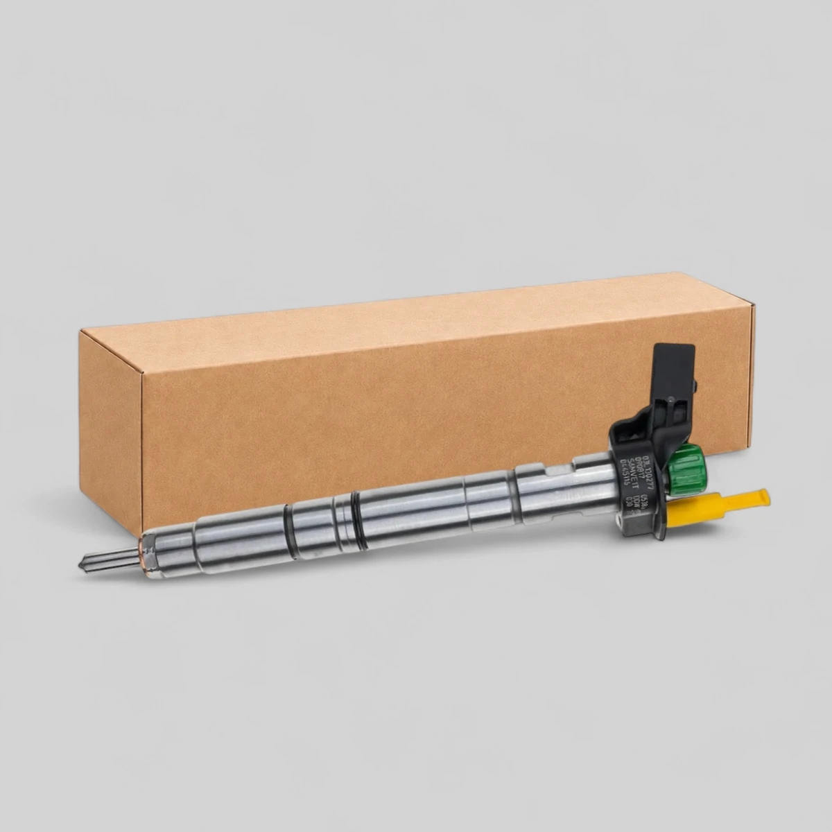Remanufactured Bosch 0445116030 diesel injector — standing side view
