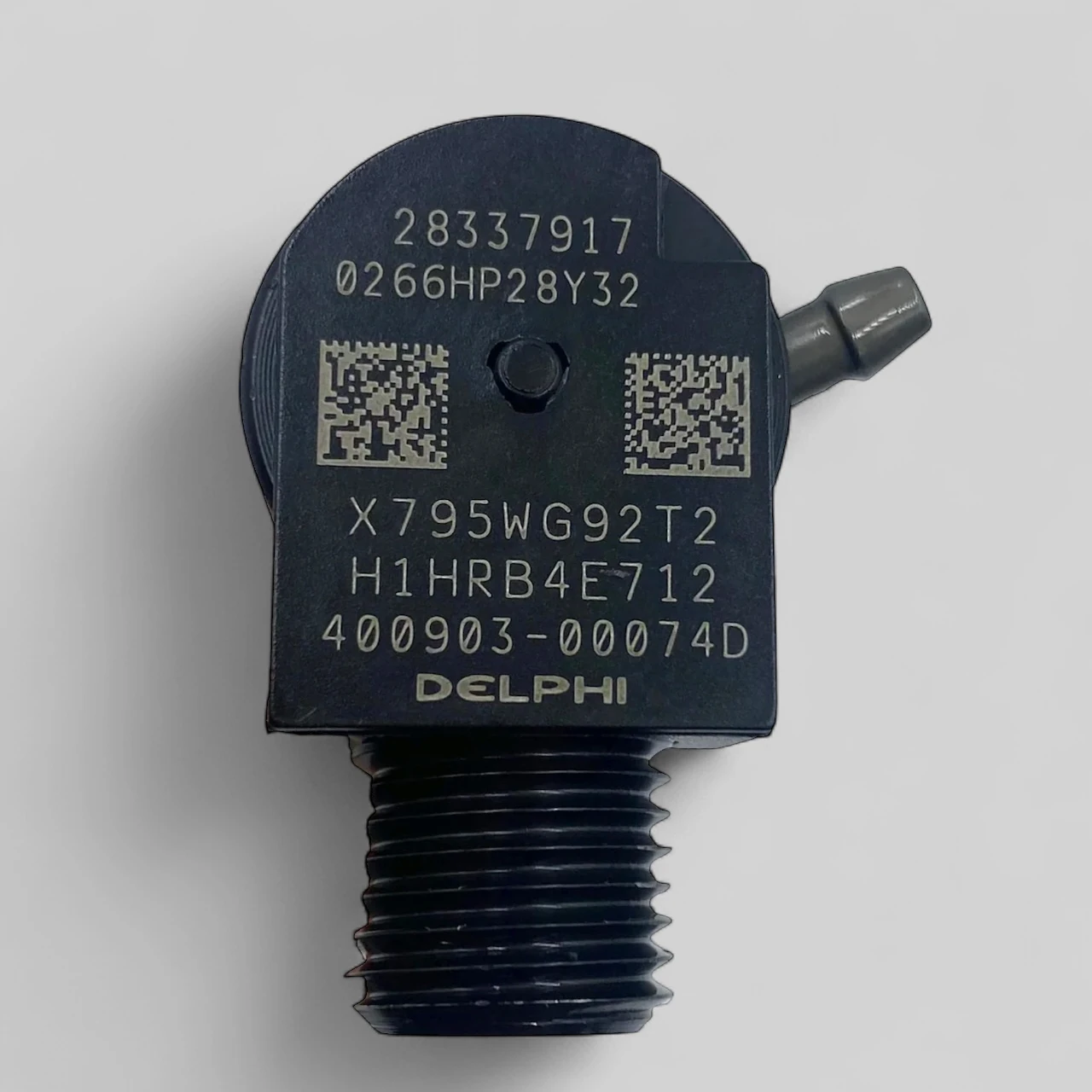Delphi 28337917 part-number close-up showing etched 28337917, Doosan OE 400903-00074D and DELPHI marking