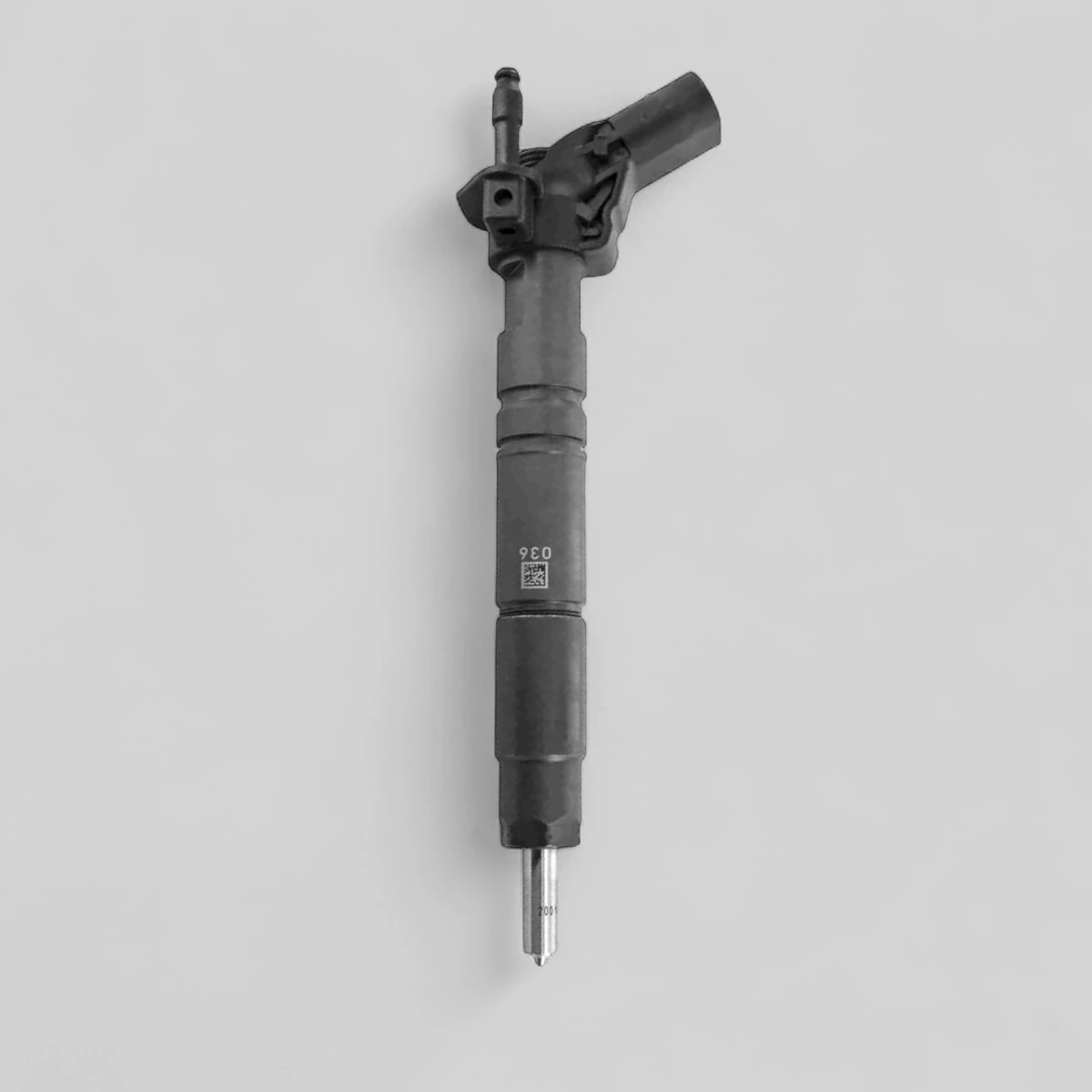 Remanufactured Bosch A6420700587 diesel injector — standing side view
