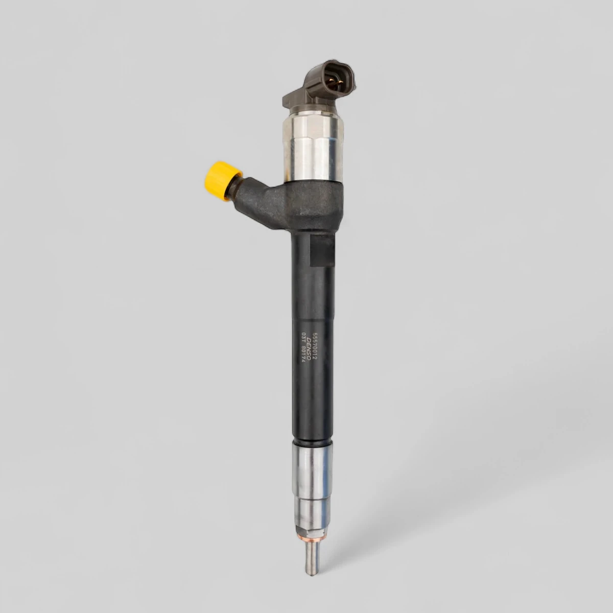 Remanufactured Denso DCRI300770 diesel injector standing side view