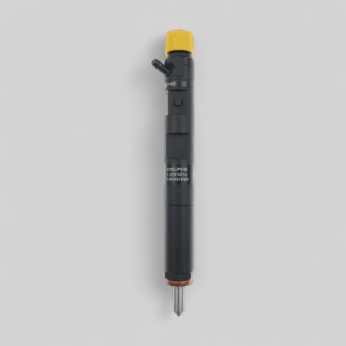 Remanufactured Delphi EJBR01801A diesel injector — standing side view