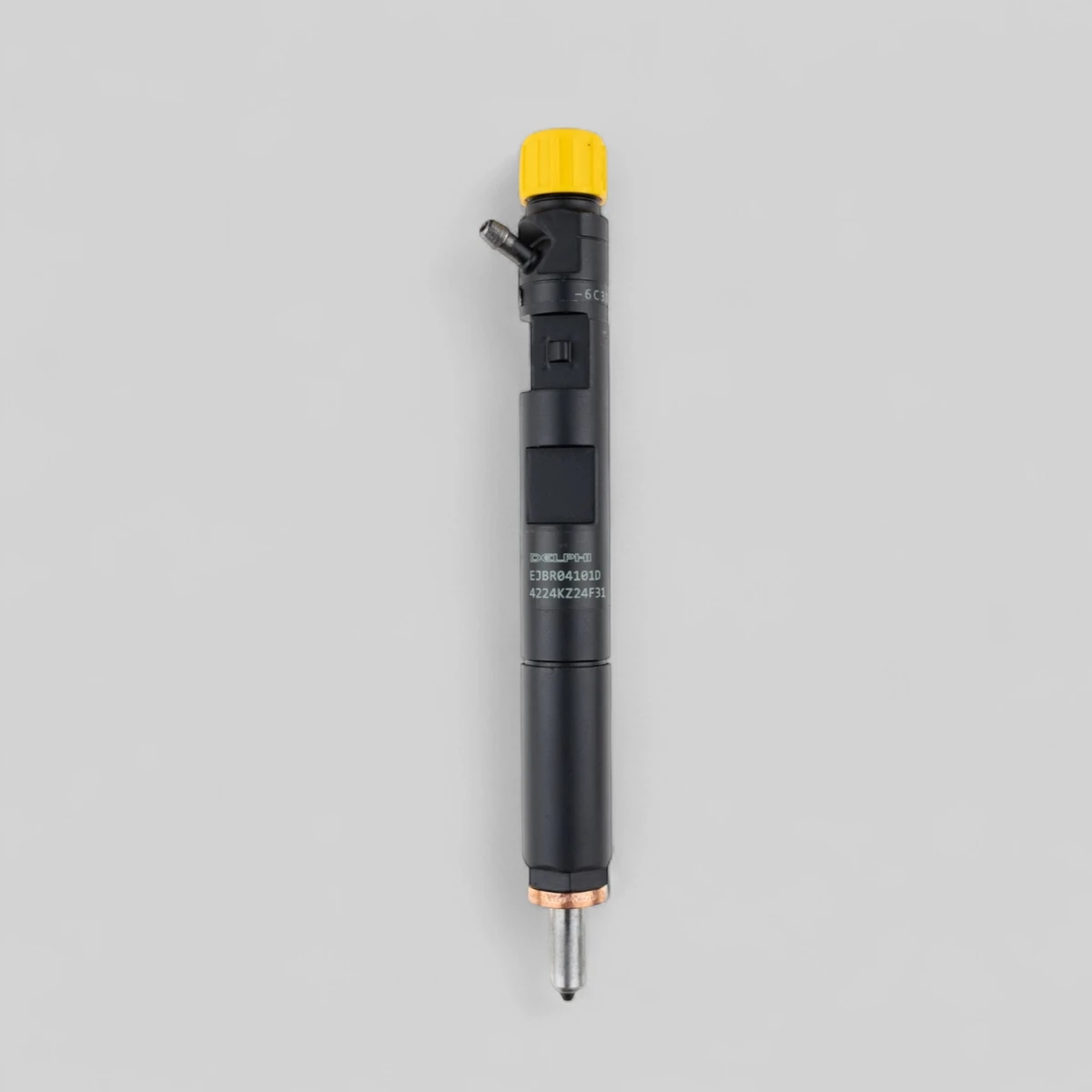 Remanufactured Delphi EJBR04101D diesel injector — standing side view